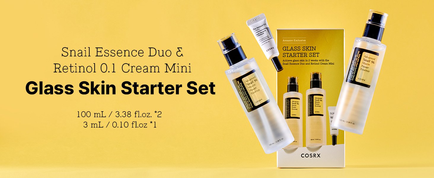 cosrx glass skin starter set snail 96 power mucin essence retinol 0.1 cream radiant korean skincare