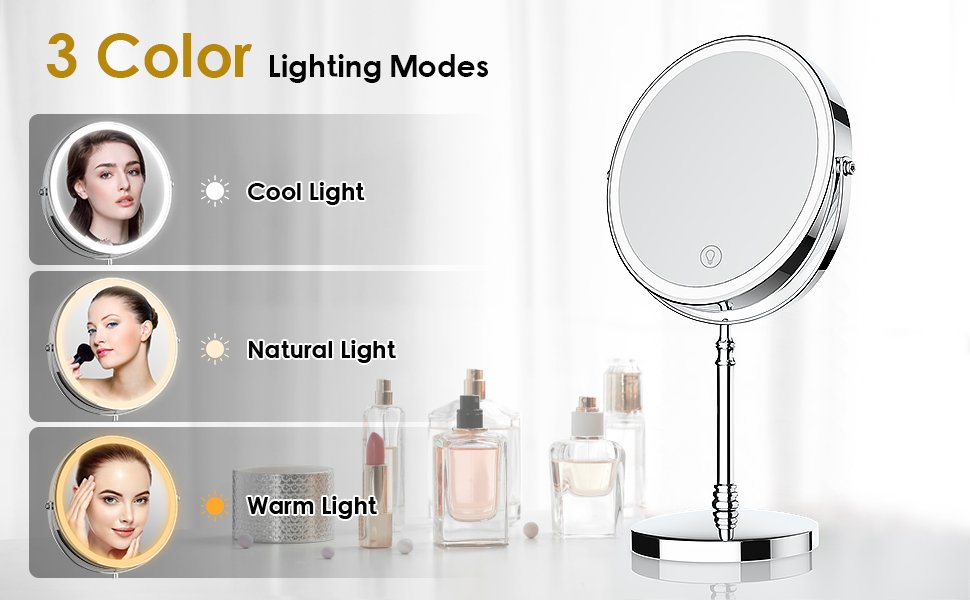 Lighted Makeup Mirror with Magnification