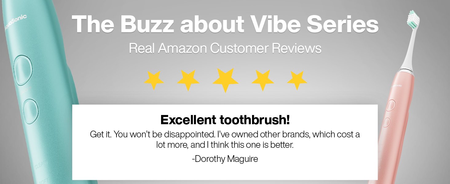 AquaSonic Vibe Series Electric Toothbrush with different cleaning modes, safe for sensitive teeth