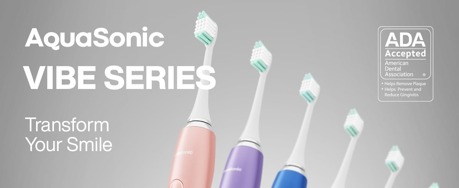 AquaSonic Vibe Series Electric Toothbrush with different cleaning modes, safe for sensitive teeth