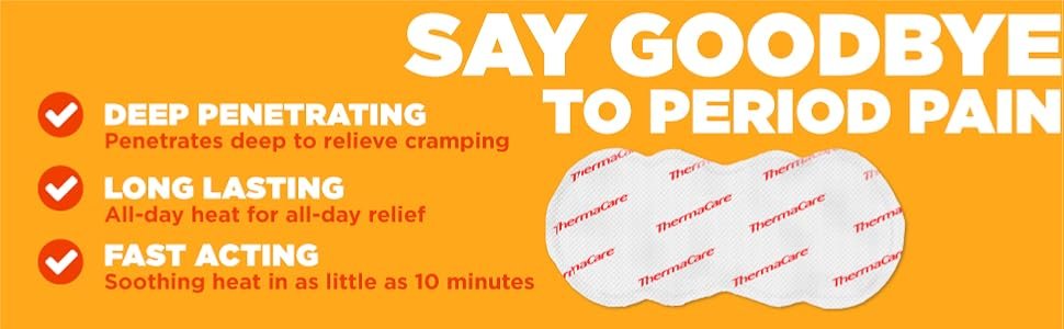 Multiple icons showing the benefits of ThermaCare Neck Pain Relief Patches