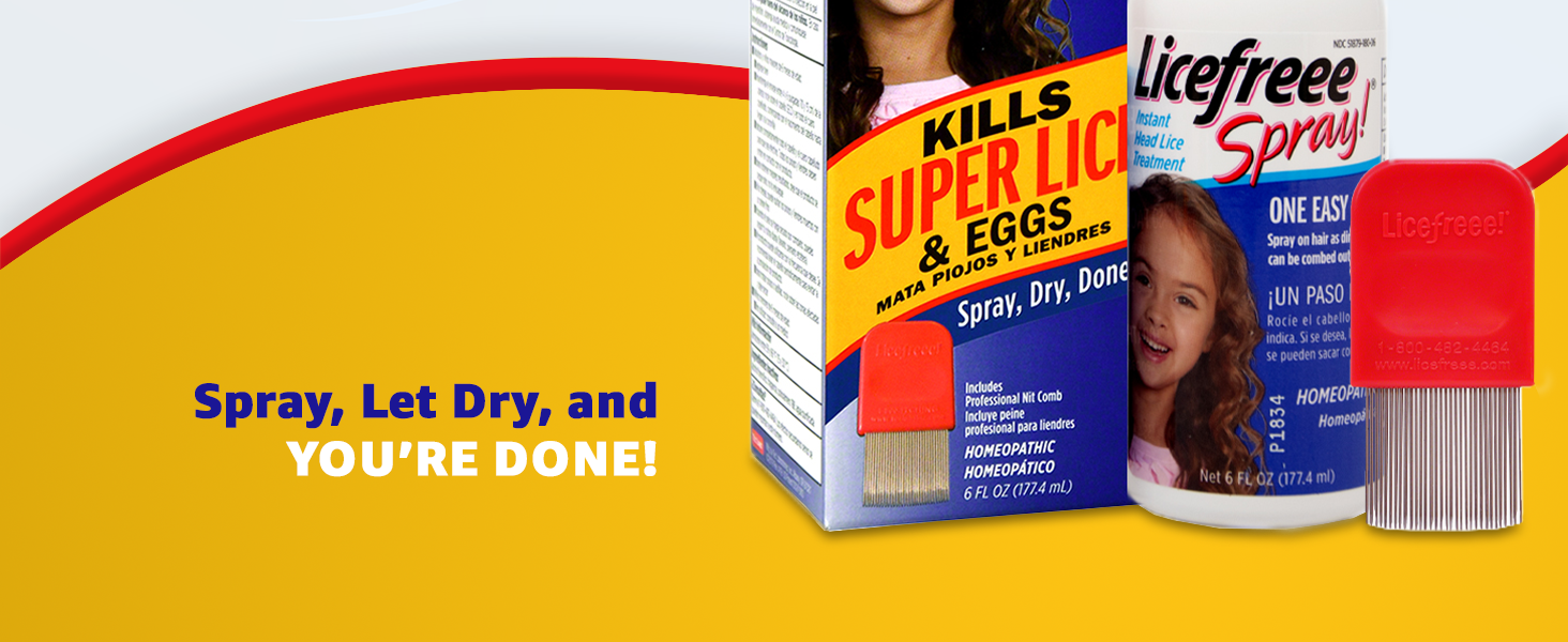 Licefreee Spray! Tec Labs Head Lice Spray - Includes Professional Metal Nit and Lice Comb