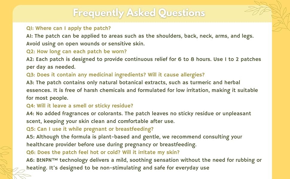 FAQ for BtNPN Botanical Patch – Application, Ingredients, Safety, and Use Instructions